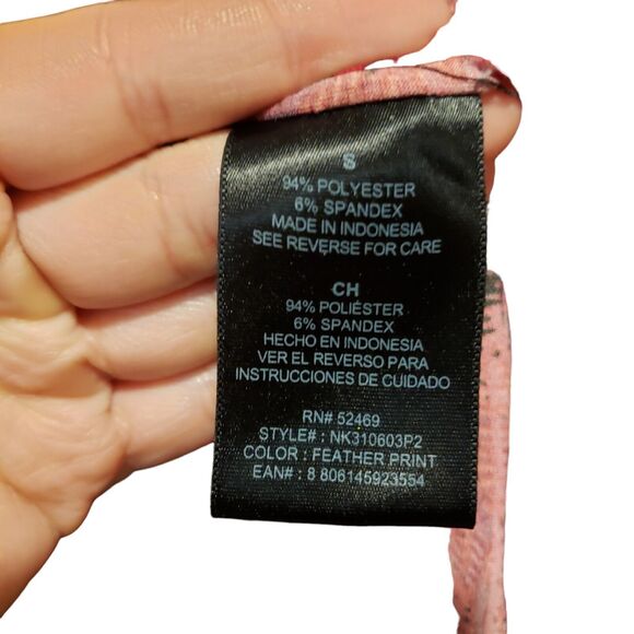 Norma Kamali Red Black Feather Print Size Small Faux Wrap Side Ruched Dress - Picture 3 of 9